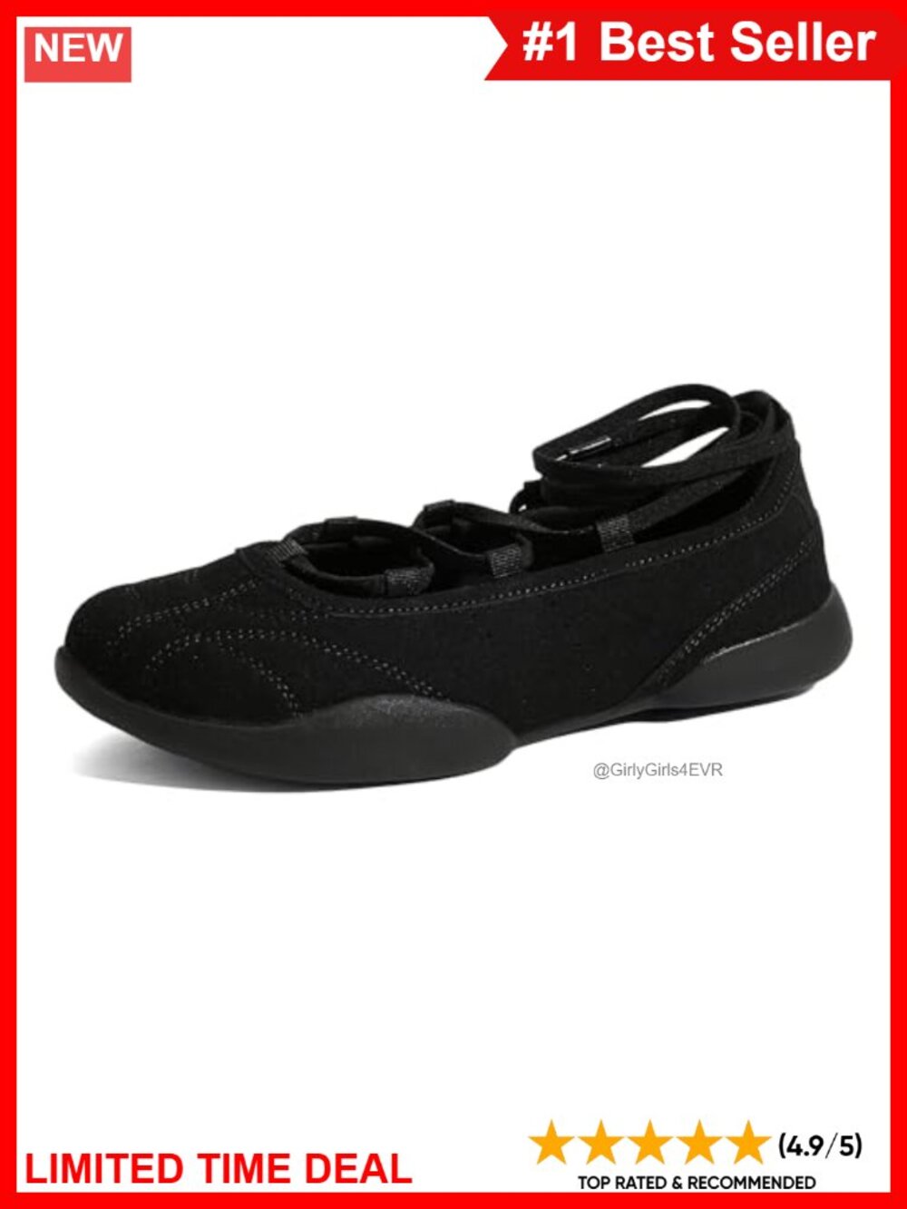 Wide Feet Walking Sneakers Ballet Mary Jane Wrap Strap Faux Suede